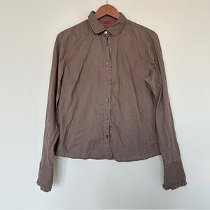 BOSS Hugo Boss Brown Button-up Shirt with hidden pattern details Size Small